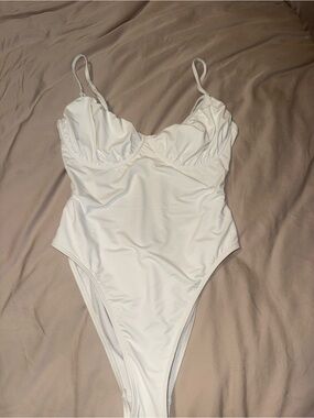 White one piece bathing suit